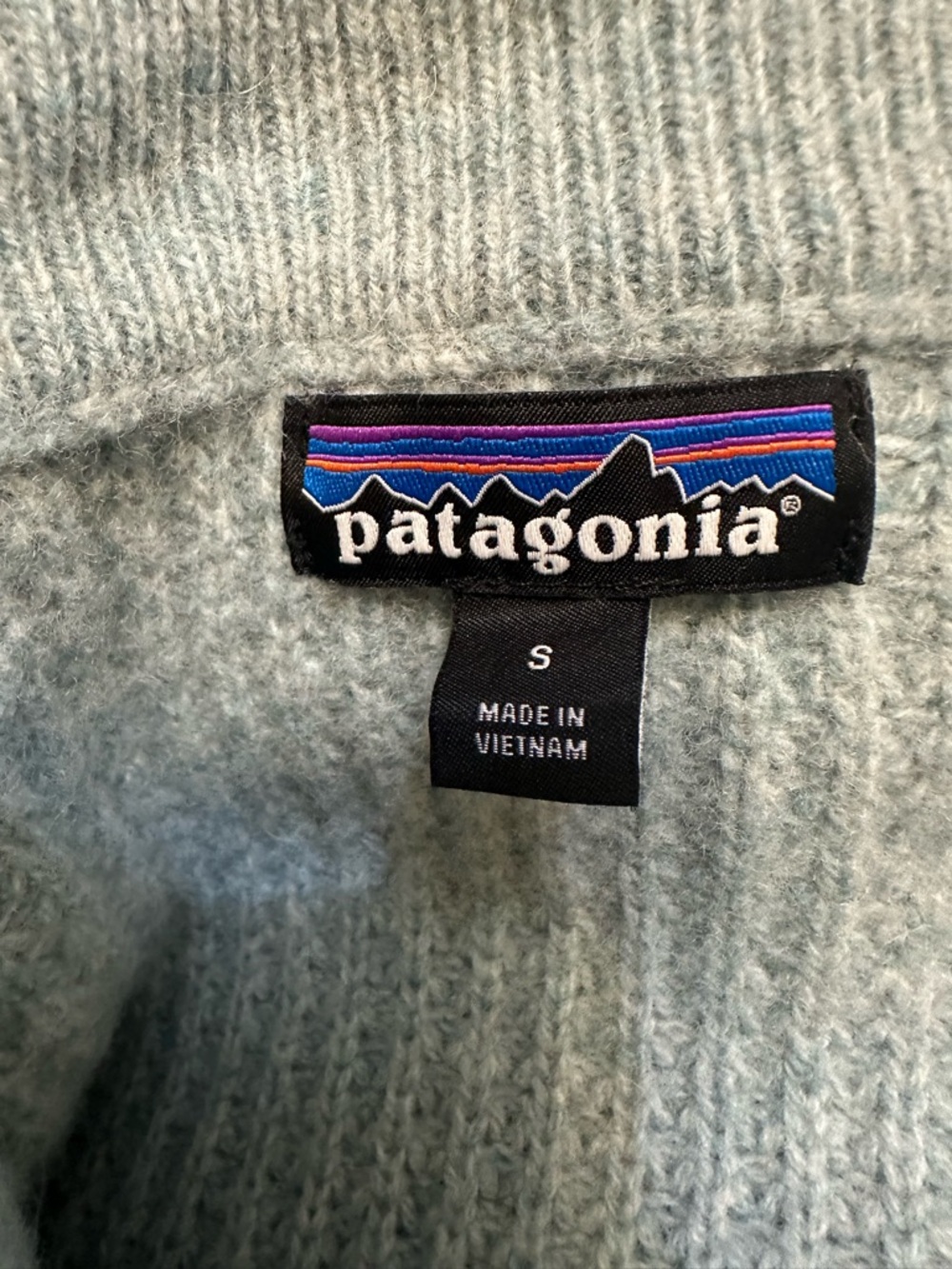 #99- Patagonia Recycled Wool Blend Light Sage 1/4-Zip Knit Pullover - Picture 10 of 11